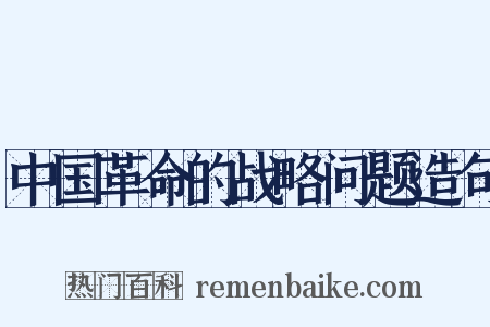 中国革命的战略问题造句是什么意思的图片